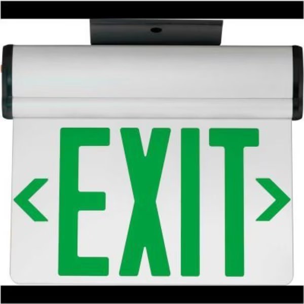Hubbell LED Edge-Lit Exit, Double-Face, Green Letters, Surface Mount, w/Battery Back-up, Hubbell Lighting, Mfr#: CELS2GNE